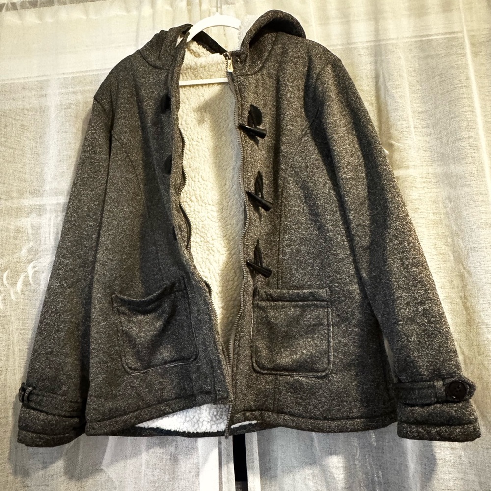 Gray Toggle Coat with Hood